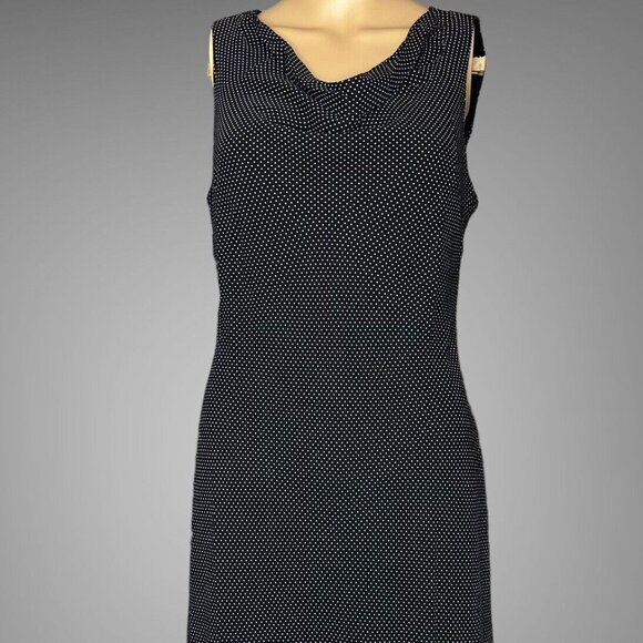 Charter Club Shift A-Line Dress Size 8 Black White 100% Silk Lined Polka Dots - Picture 1 of 16